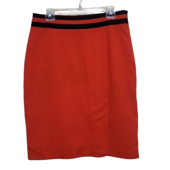 Worthington Women's  Orange and Black Wrap Skirt Size 12 - Picture 1 of 8